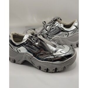 Silver Metallic Rombaut Bocaccio Womens Lace Up Sneakers Size 36